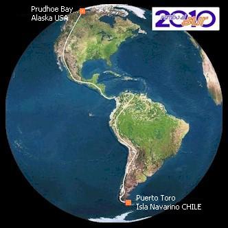 Imgen del continente americano con la ruta